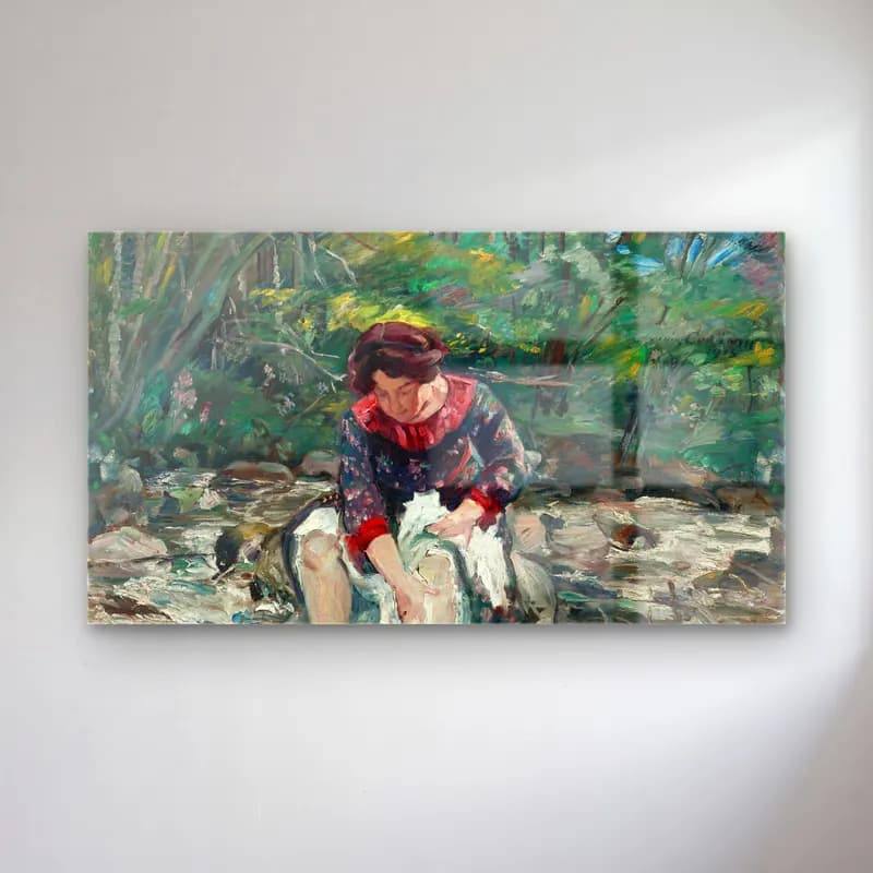 Lovis Corinth – Mädchen im Waldbach cam tablo — Lovis Corinth – Mädchen im Waldbach — empresyonist kadın portresi