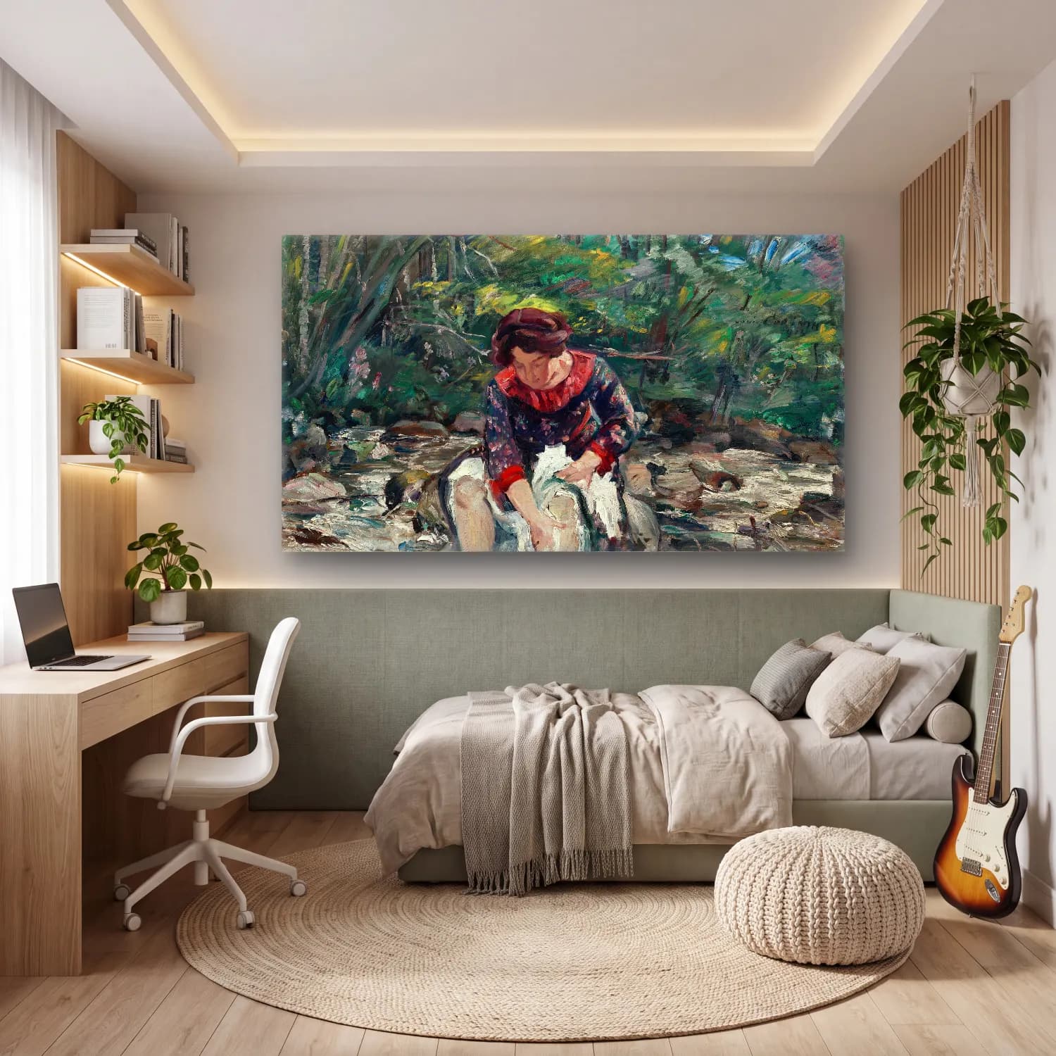 Lovis Corinth – Mädchen im Waldbach cam tablo — genç odasında