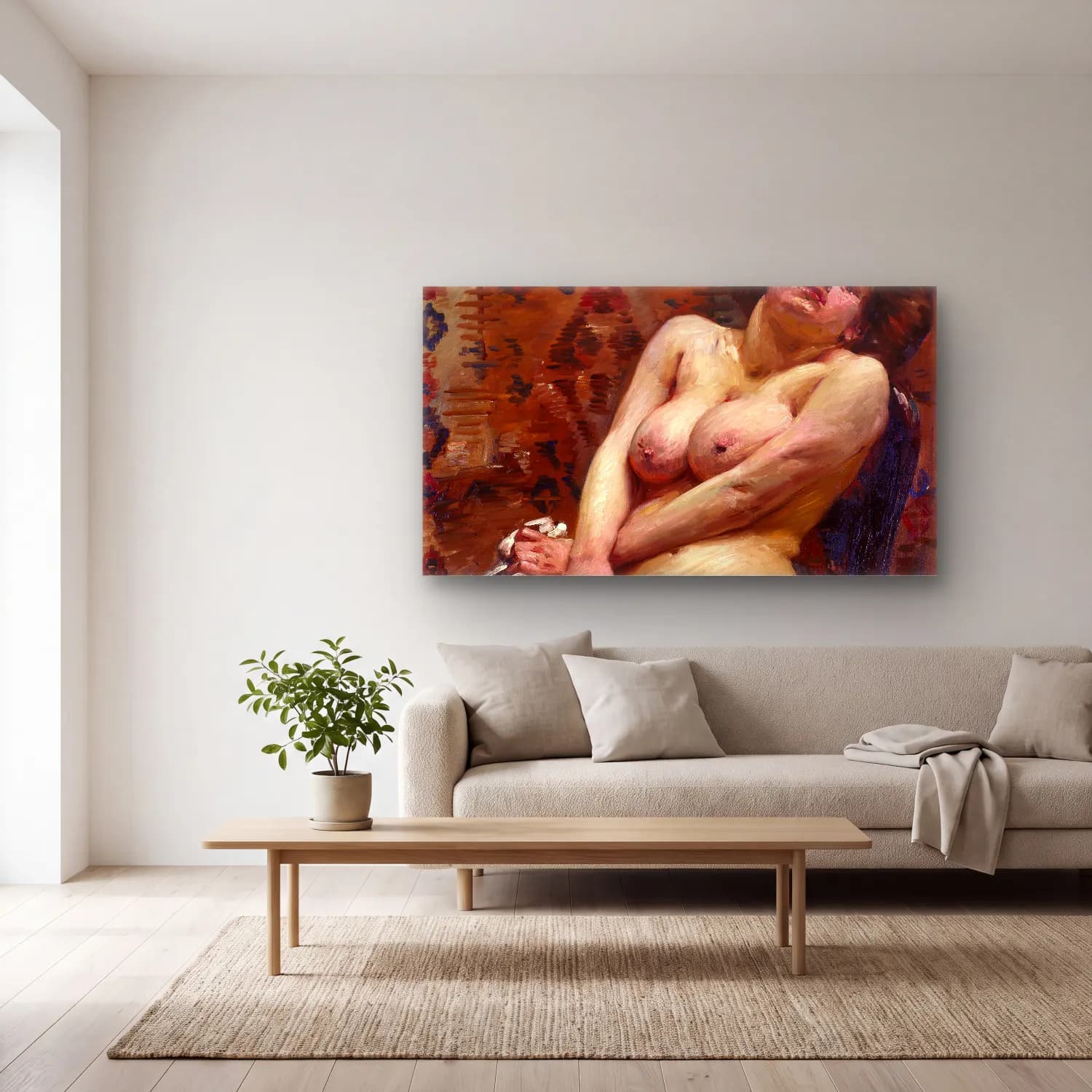 Lovis Corinth – Nana, Female Nude cam tablo — açık renk salonda