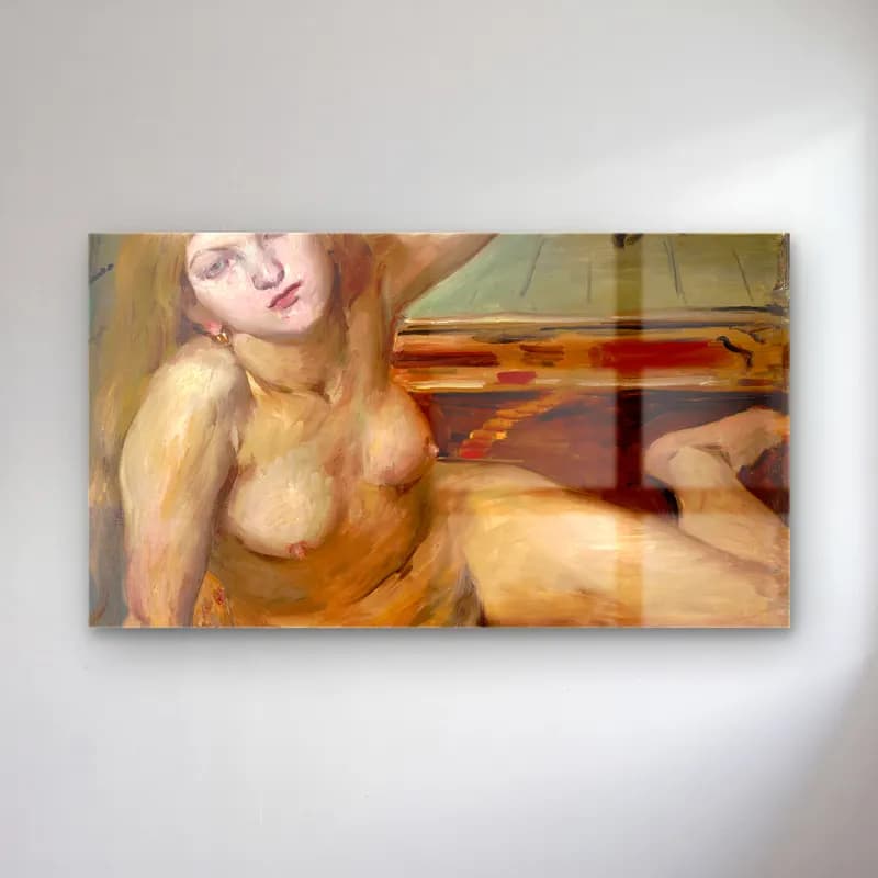 Lovis Corinth – Nude Girl on a Rug cam tablo — Lovis Corinth – Nude Girl on a Rug — empresyonist figür çalışması
