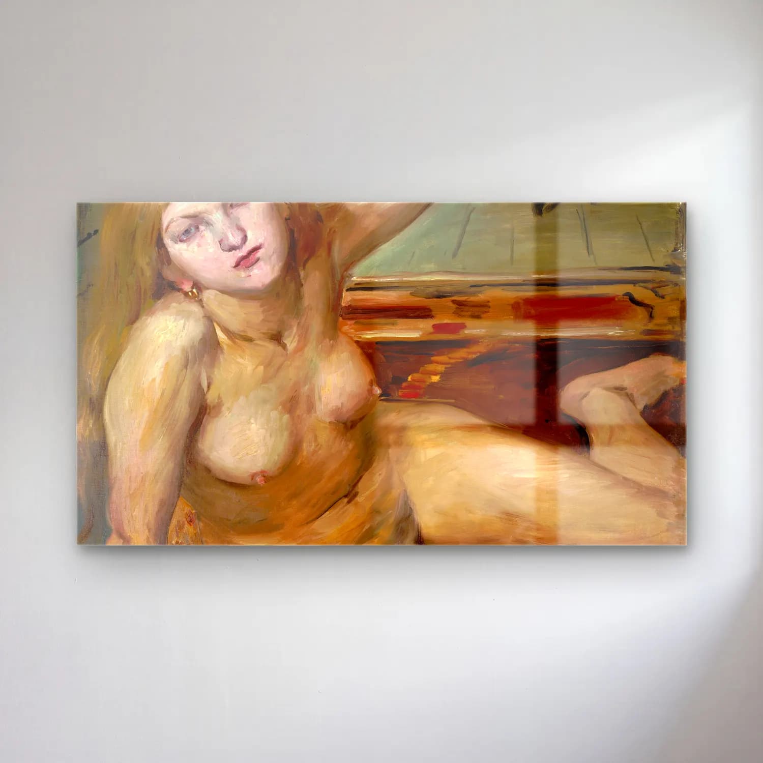 Lovis Corinth – Nude Girl on a Rug cam tablo — Lovis Corinth – Nude Girl on a Rug — empresyonist figür çalışması