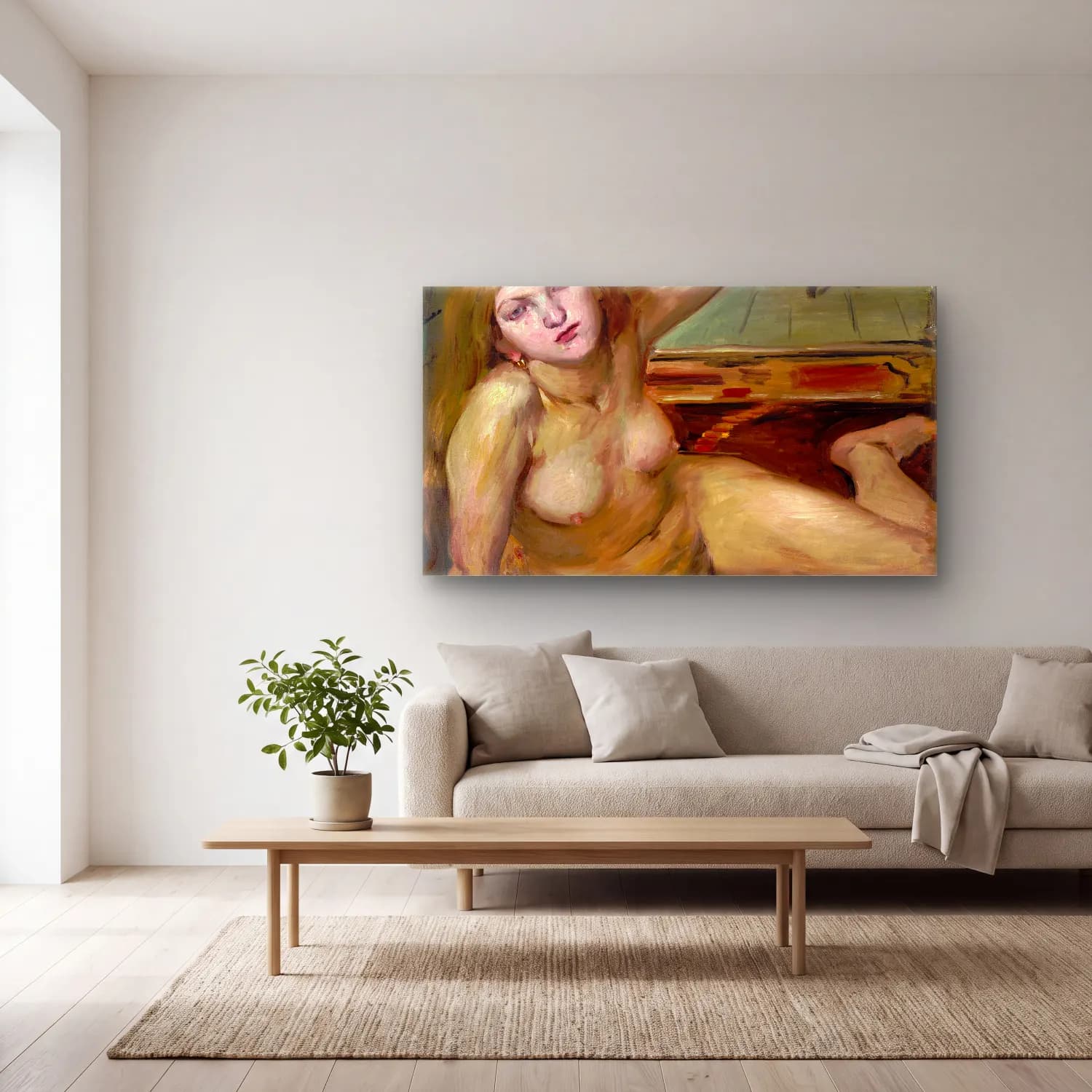 Lovis Corinth – Nude Girl on a Rug cam tablo — açık renk salonda