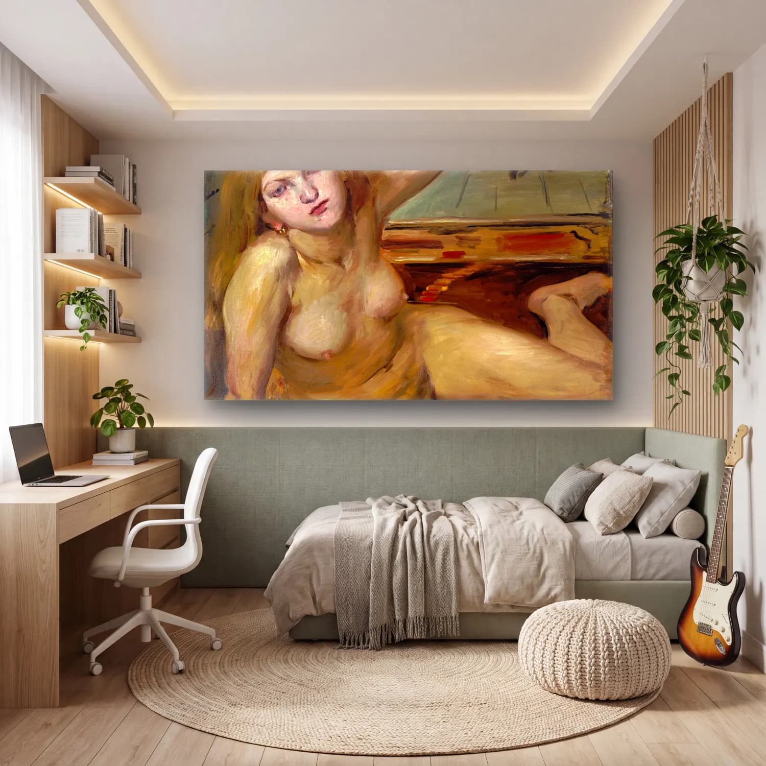Lovis Corinth – Nude Girl on a Rug cam tablo — genç odasında
