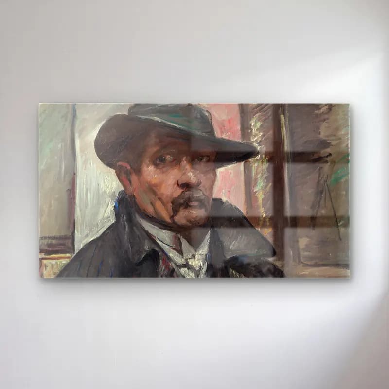 Lovis Corinth – Self-Portrait with Hat and Coat cam tablo — Lovis Corinth – Self-Portrait with Hat and Coat — empresyonist erkek portresi