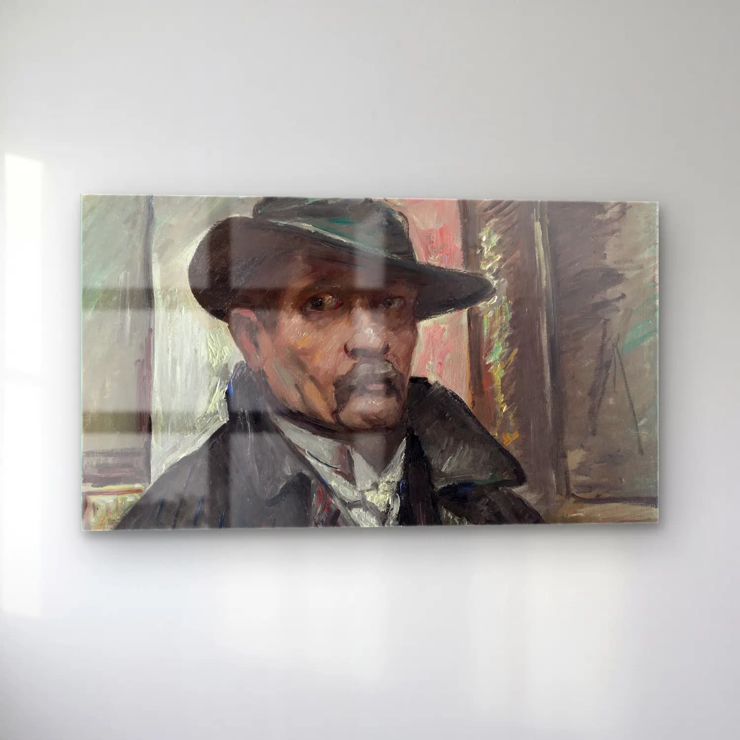Lovis Corinth – Self-Portrait with Hat and Coat cam tablo — sol açıdan görünüm