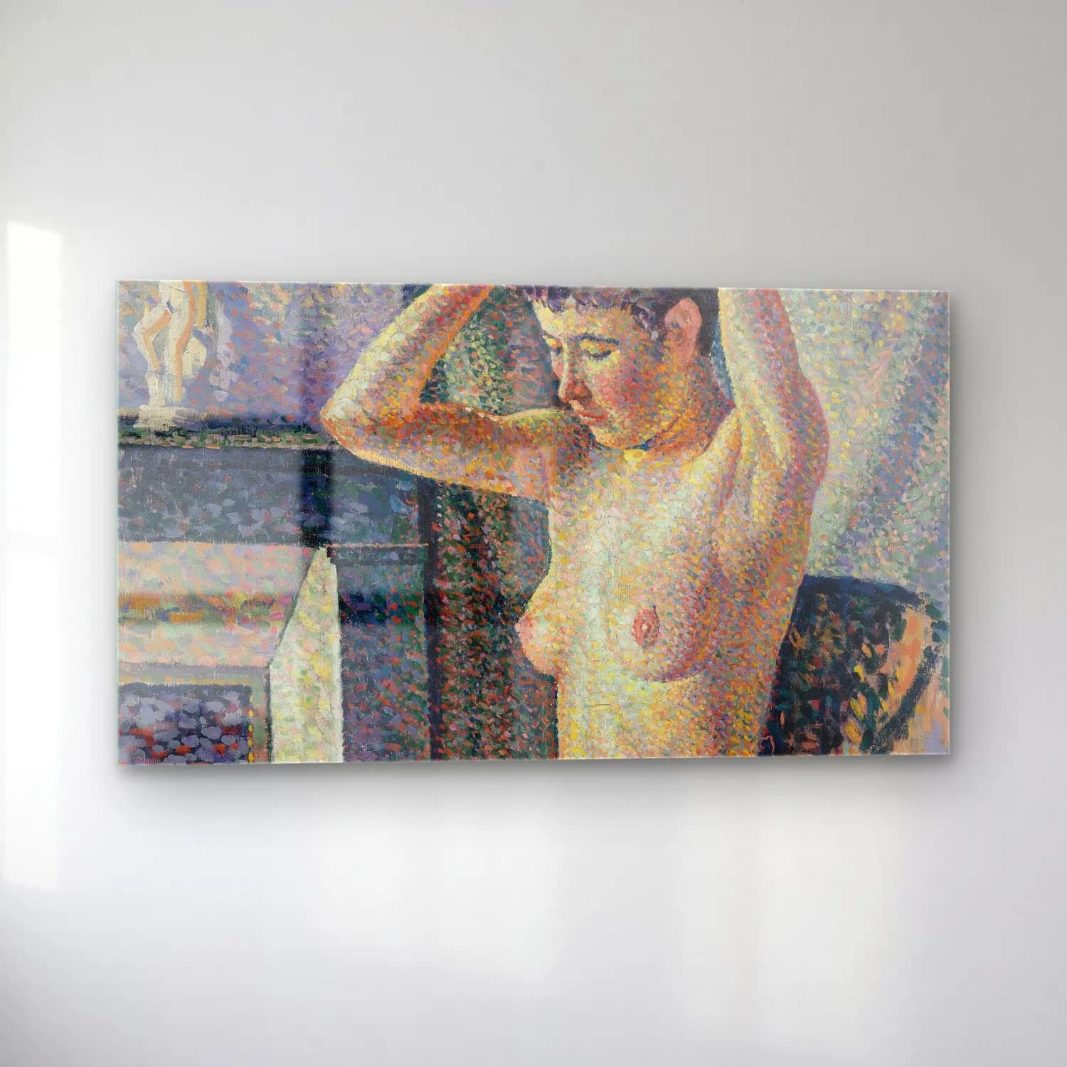 Maximilien Luce – Nu se coiffant cam tablo — sol açıdan görünüm