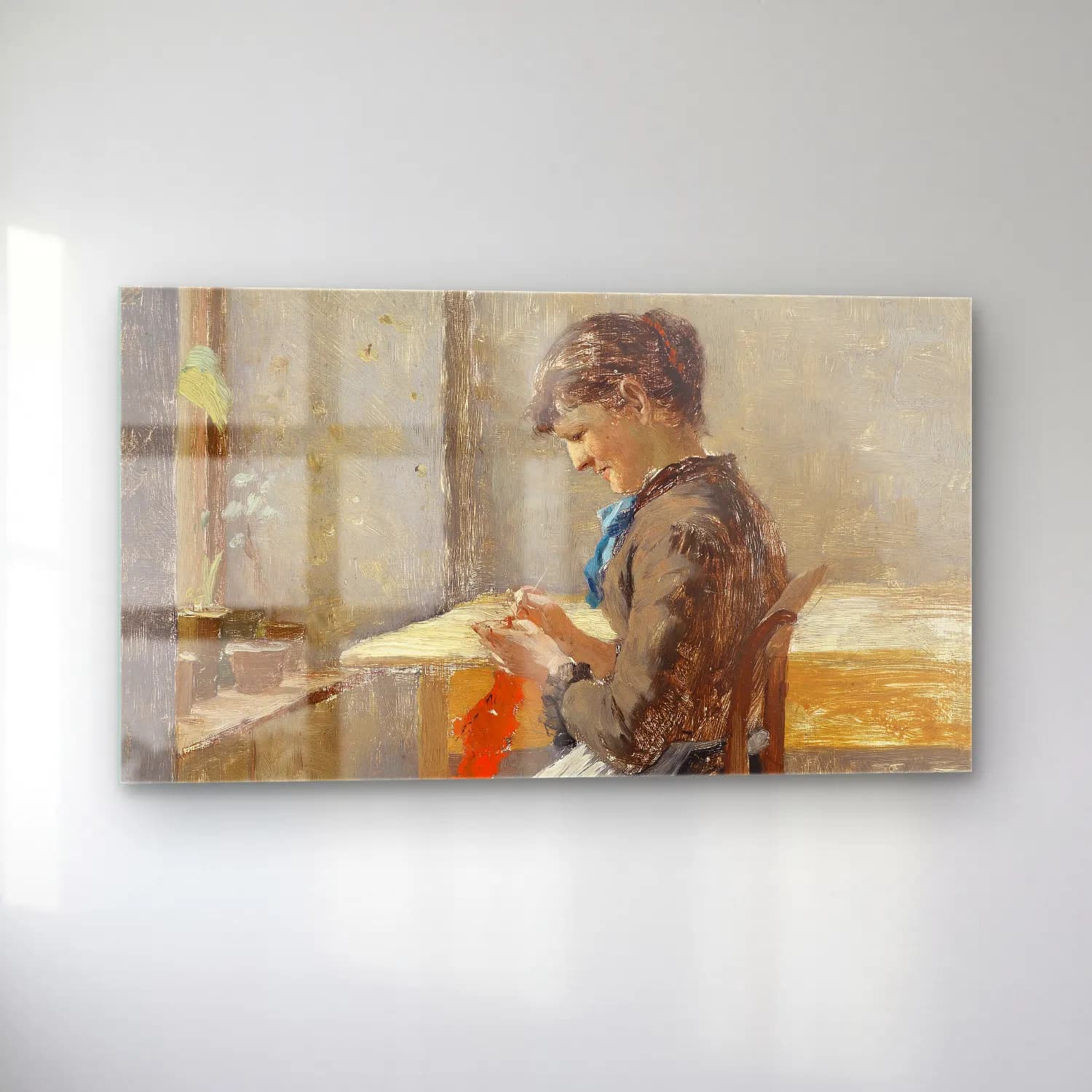 Olga Wisinger-Florian – Olga Wisinger-Florian - Strickende Frau am Fenster cam tablo — sol açıdan görünüm