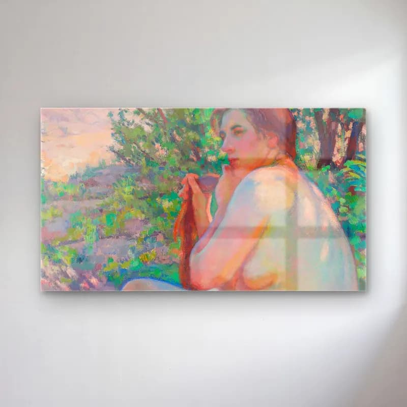 Theo van Rysselberghe – Theo van Rysselberghe - A l’ombre du buisson cam tablo — Theo van Rysselberghe – Theo van Rysselberghe - A l’ombre du buisson — empresyonist figür çalışması