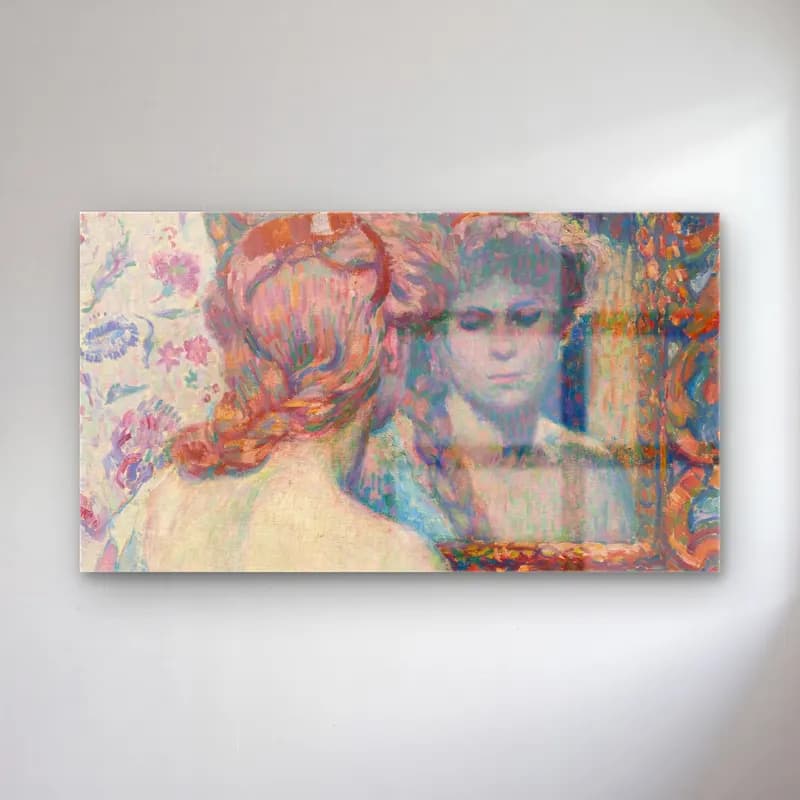Theo van Rysselberghe – Theo van Rysselberghe - Femme au miroir cam tablo — Theo van Rysselberghe – Theo van Rysselberghe - Femme au miroir — empresyonist kadın portresi
