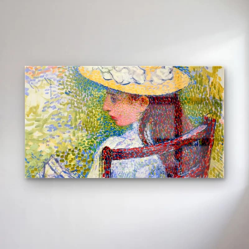 Theo van Rysselberghe – Theo van Rysselberghe - Jeanne Pissarro cam tablo — Theo van Rysselberghe – Theo van Rysselberghe - Jeanne Pissarro — empresyonist şapkalı kadın