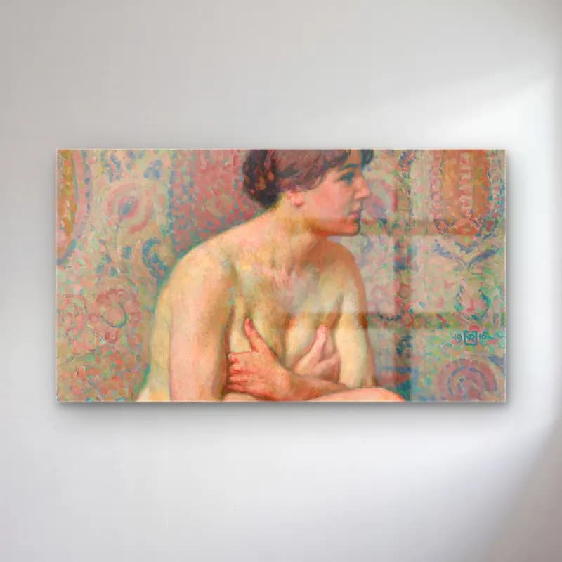 Theo van Rysselberghe – Theo van Rysselberghe - Nu Assis (Maude) cam tablo — Theo van Rysselberghe – Theo van Rysselberghe - Nu Assis (Maude) — empresyonist figür çalışması