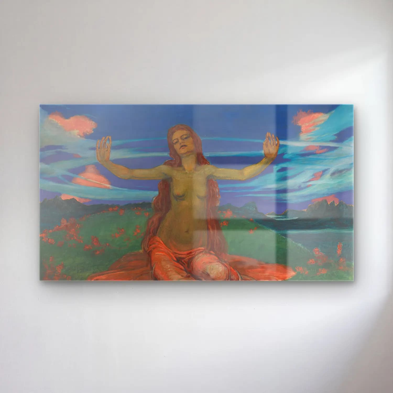 August Babberger – Frau auf Wiese ‘Erwachen’ cam tablo — August Babberger – Frau auf Wiese ‘Erwachen’ — yağlı boya figür çalışması