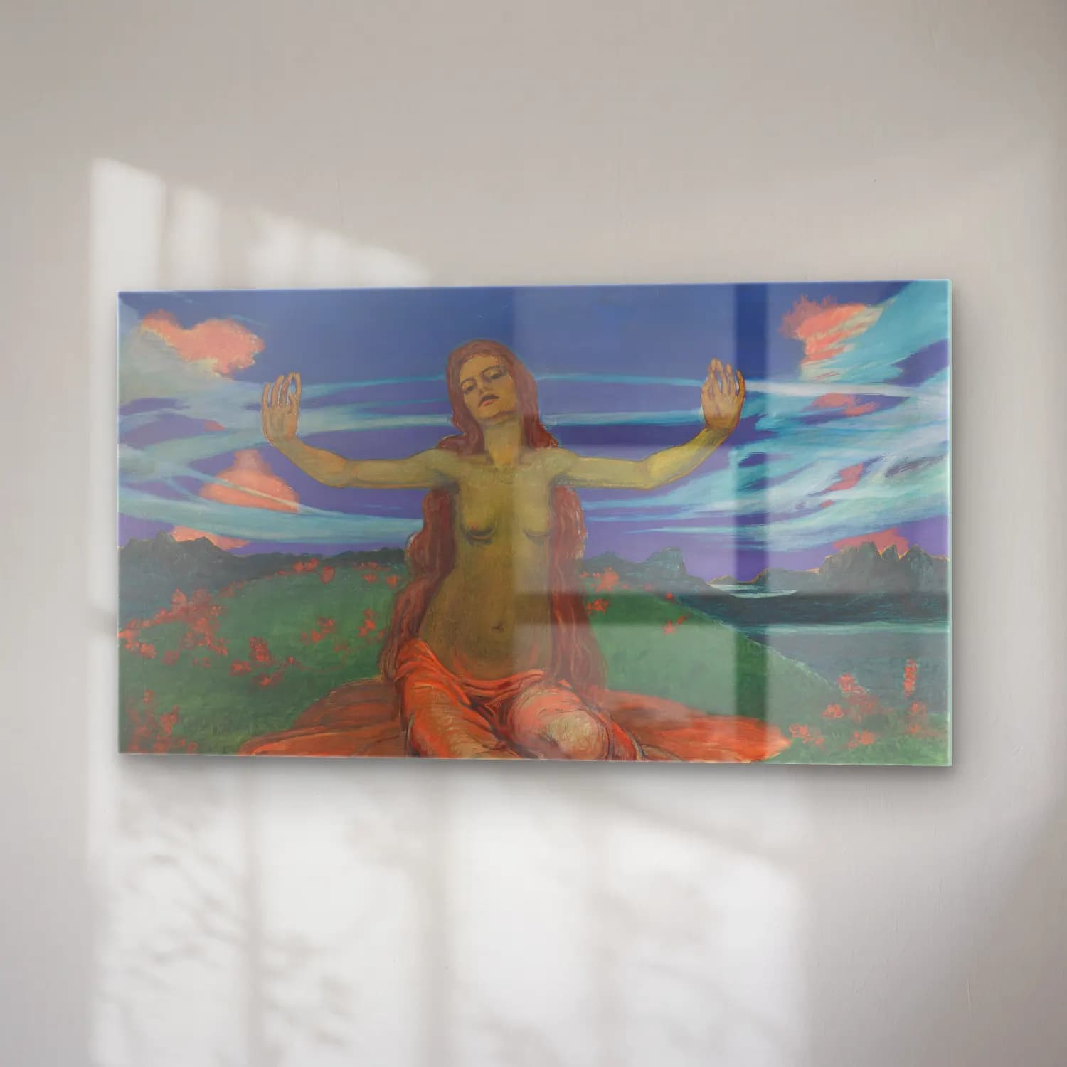 August Babberger – Frau auf Wiese ‘Erwachen’ cam tablo — sağ açıdan görünüm