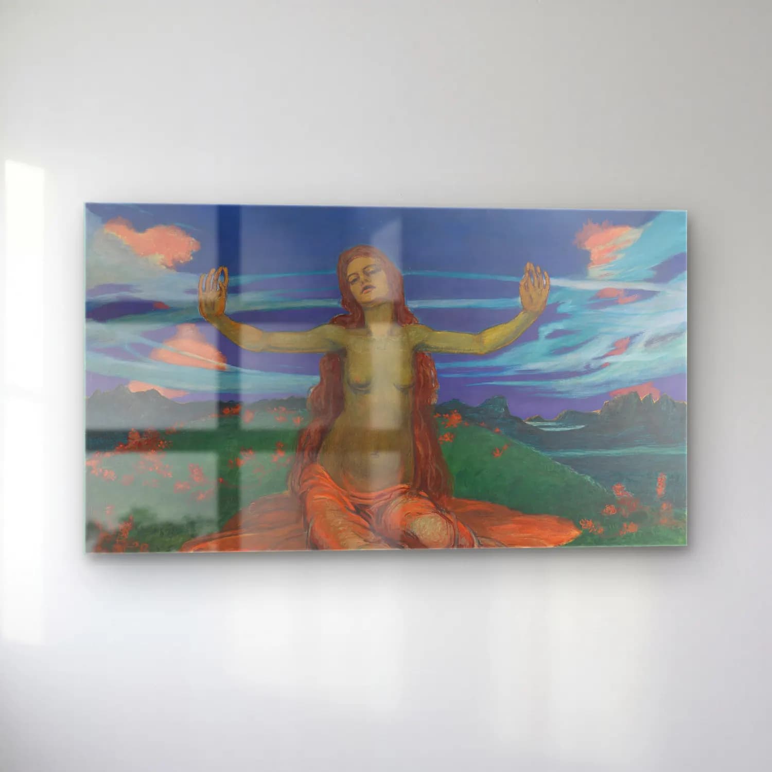 August Babberger – Frau auf Wiese ‘Erwachen’ cam tablo — sol açıdan görünüm