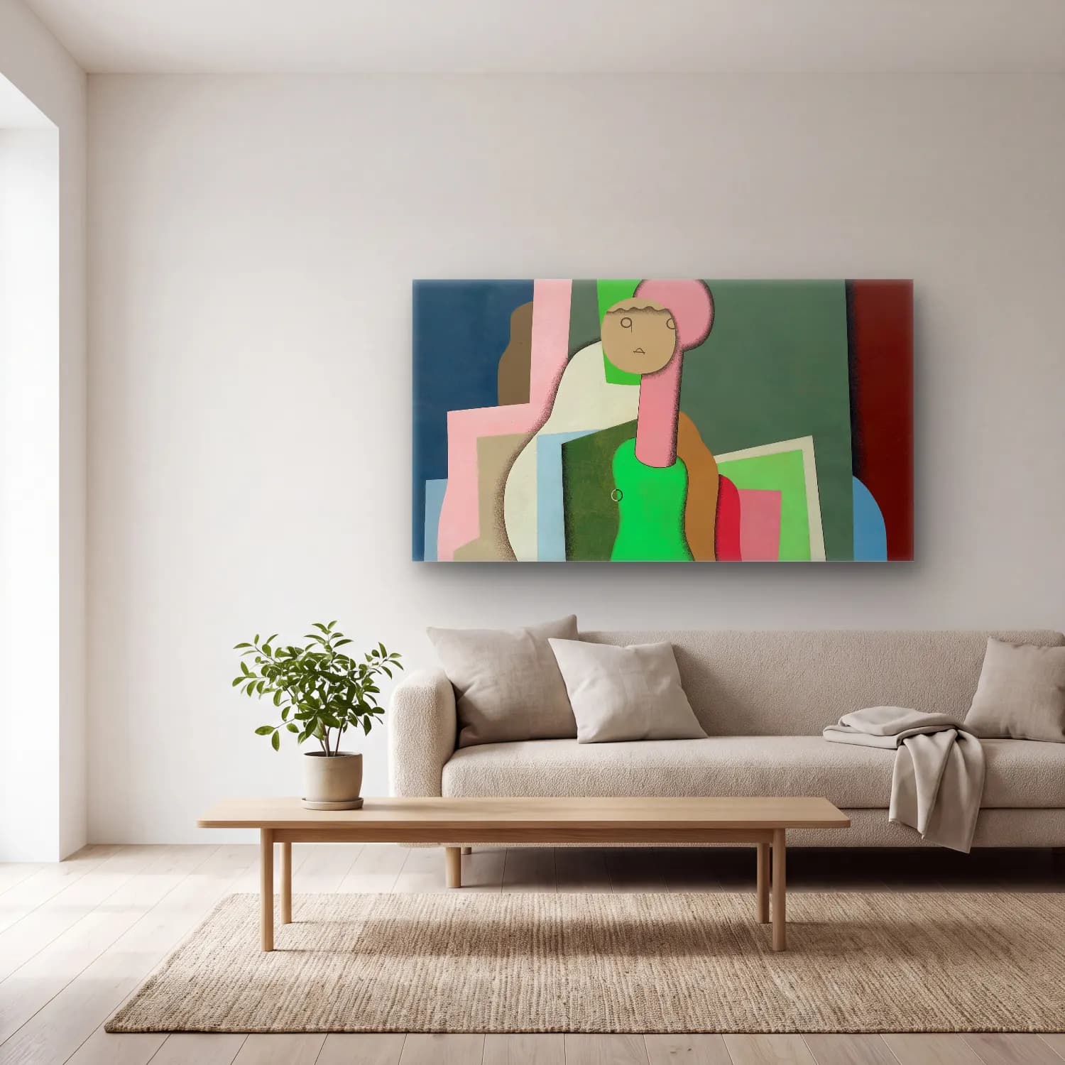 Georges Valmier – Jeune fille assise (Portrait de la fille de l’artiste) cam tablo — açık renk salonda