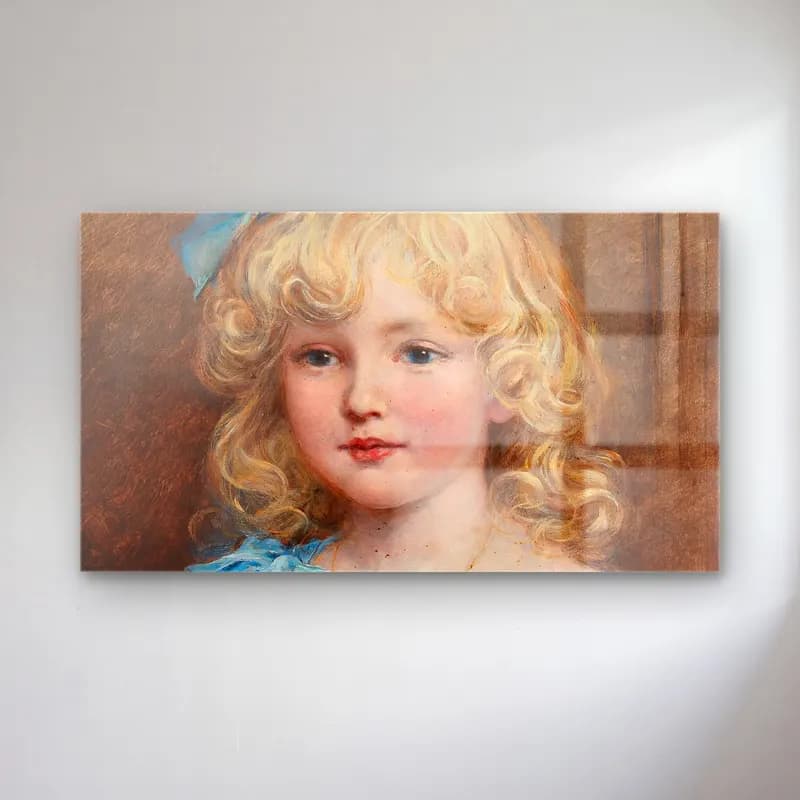 Heywood Hardy – Portrait of a girl in a blue dress cam tablo — Heywood Hardy – Portrait of a girl in a blue dress — yağlı boya kız çocuğu portresi