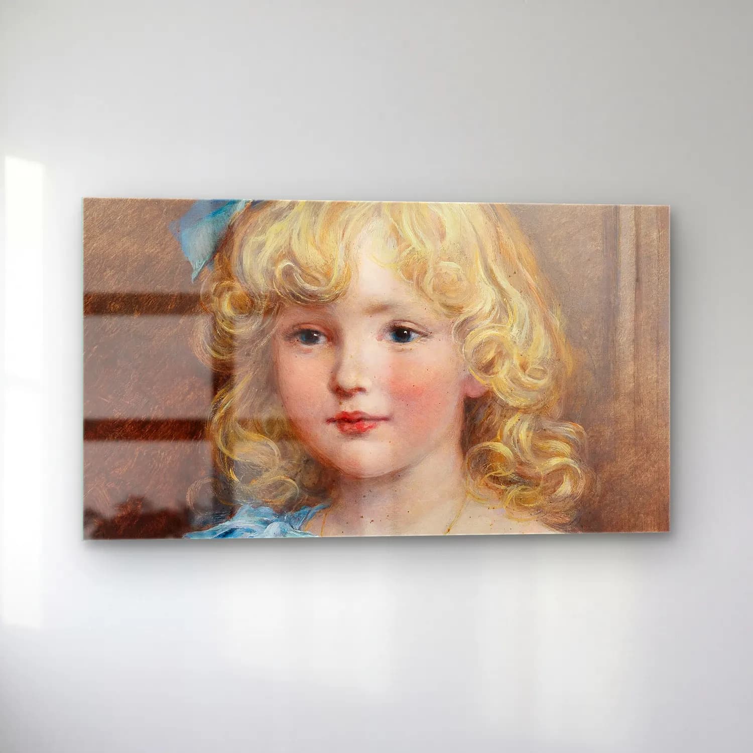 Heywood Hardy – Portrait of a girl in a blue dress cam tablo — sol açıdan görünüm