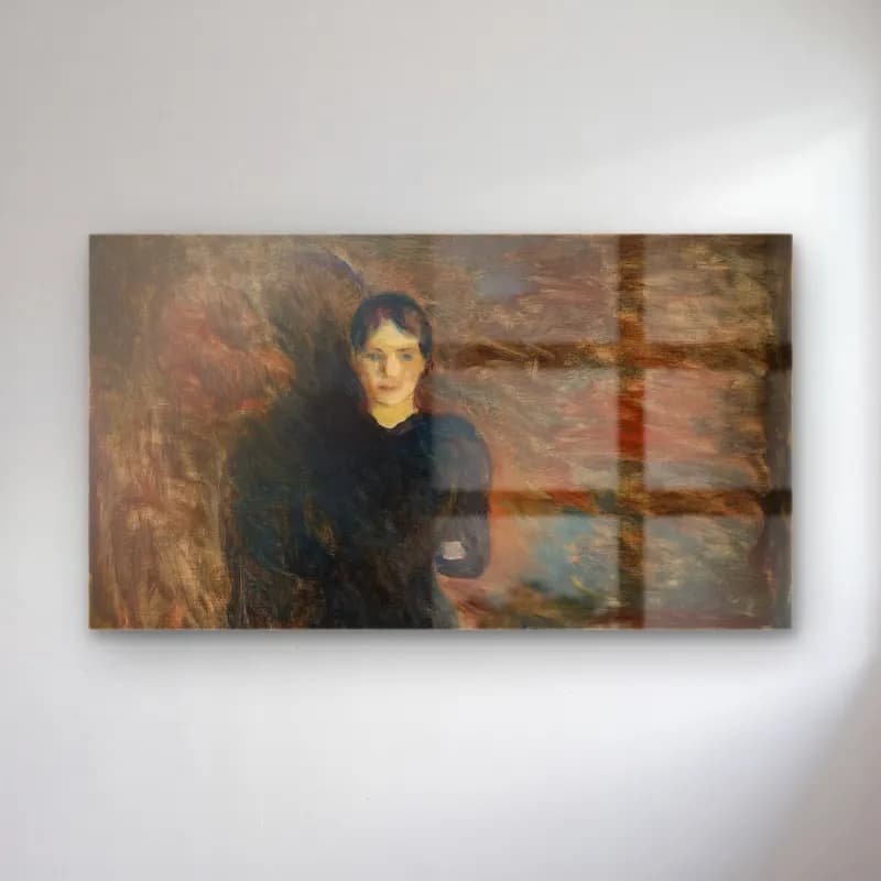 Edvard Munch – Lady in Black cam tablo — Edvard Munch – Lady in Black — empresyonist kadın portresi