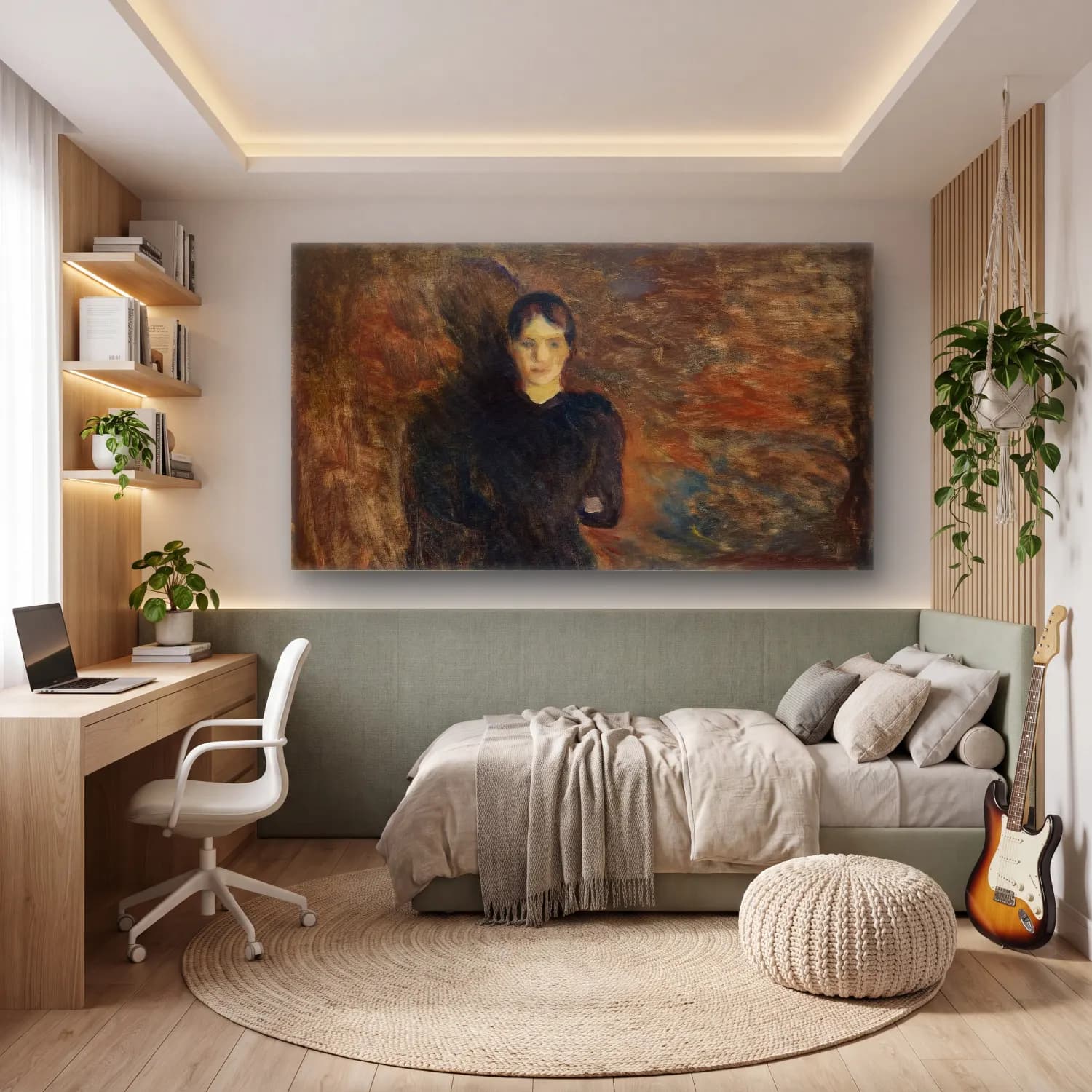 Edvard Munch – Lady in Black cam tablo — genç odasında