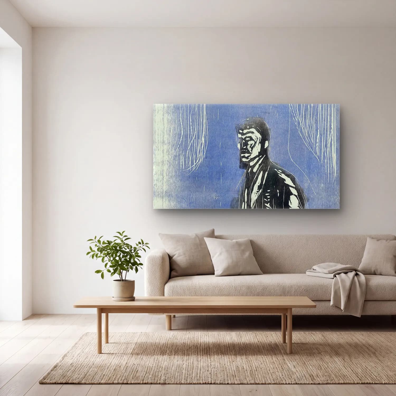 Edvard Munch – Self–Portrait in Moonlight cam tablo — açık renk salonda