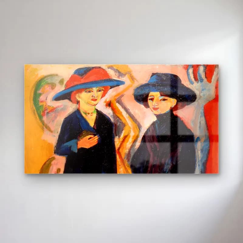 Ernst Ludwig Kirchner – Two Women cam tablo — Ernst Ludwig Kirchner – Two Women — empresyonist şapkalı kadın