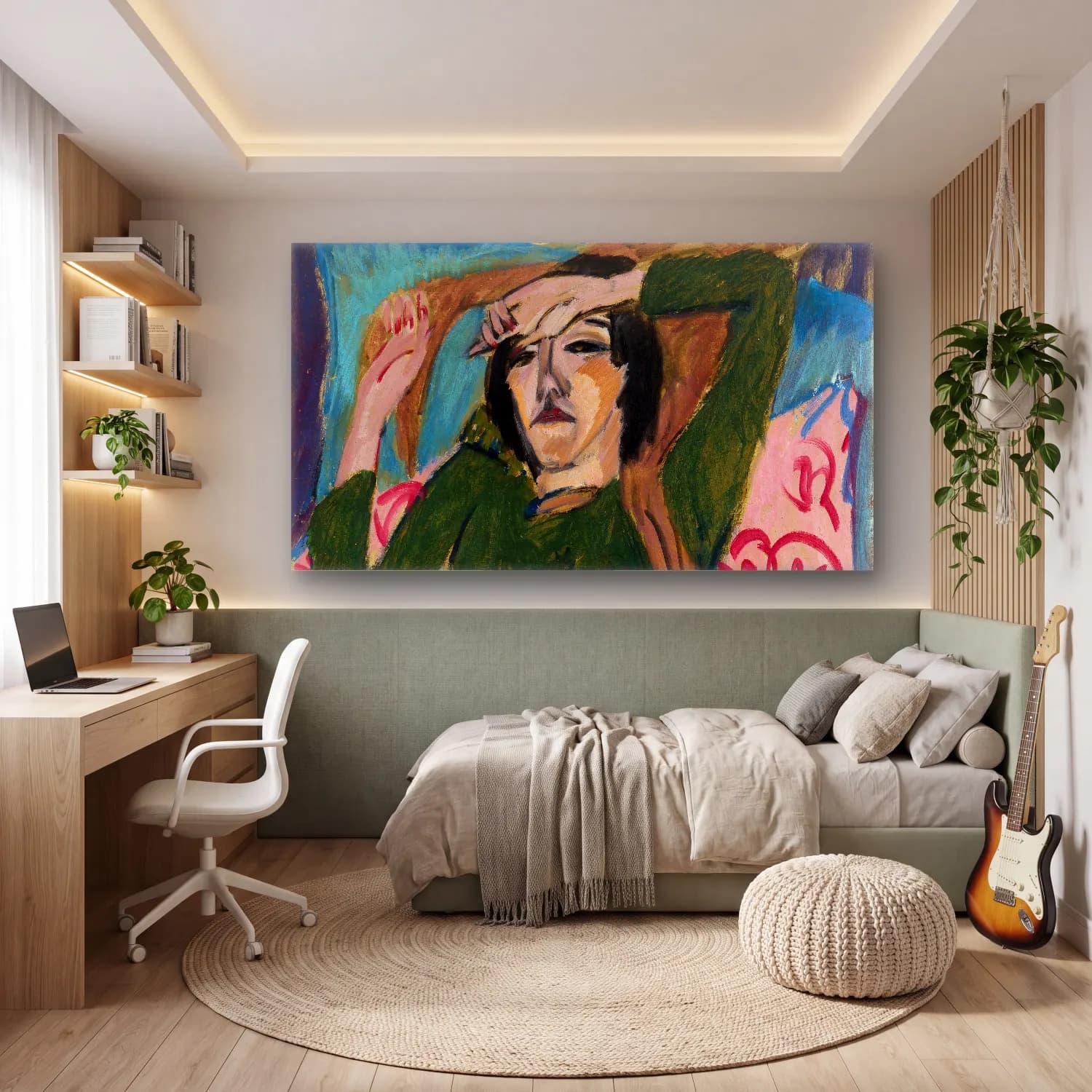 Ernst Ludwig Kirchner – Woman in a Green Jacket cam tablo — genç odasında