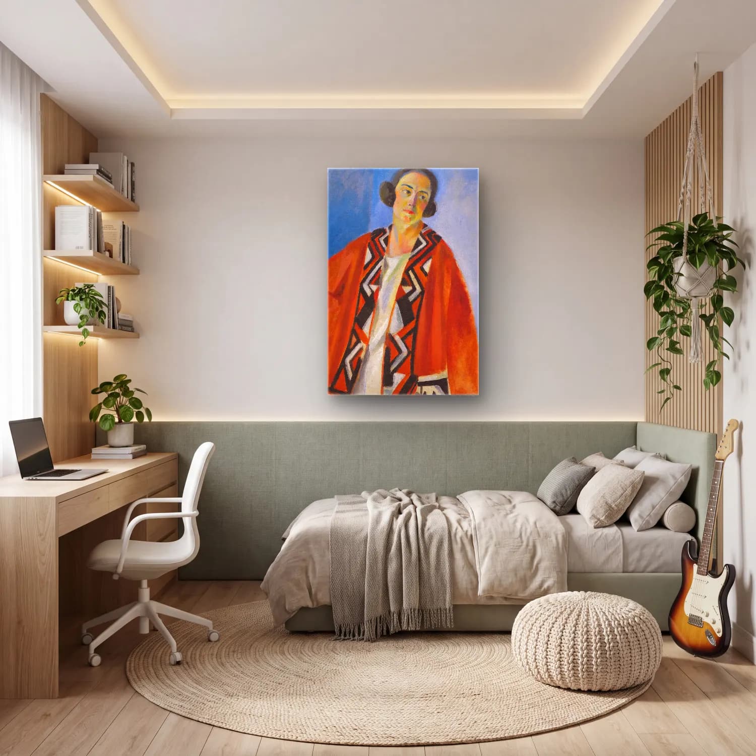 Robert Delaunay – Portrait De Hélène Marre cam tablo — genç odasında