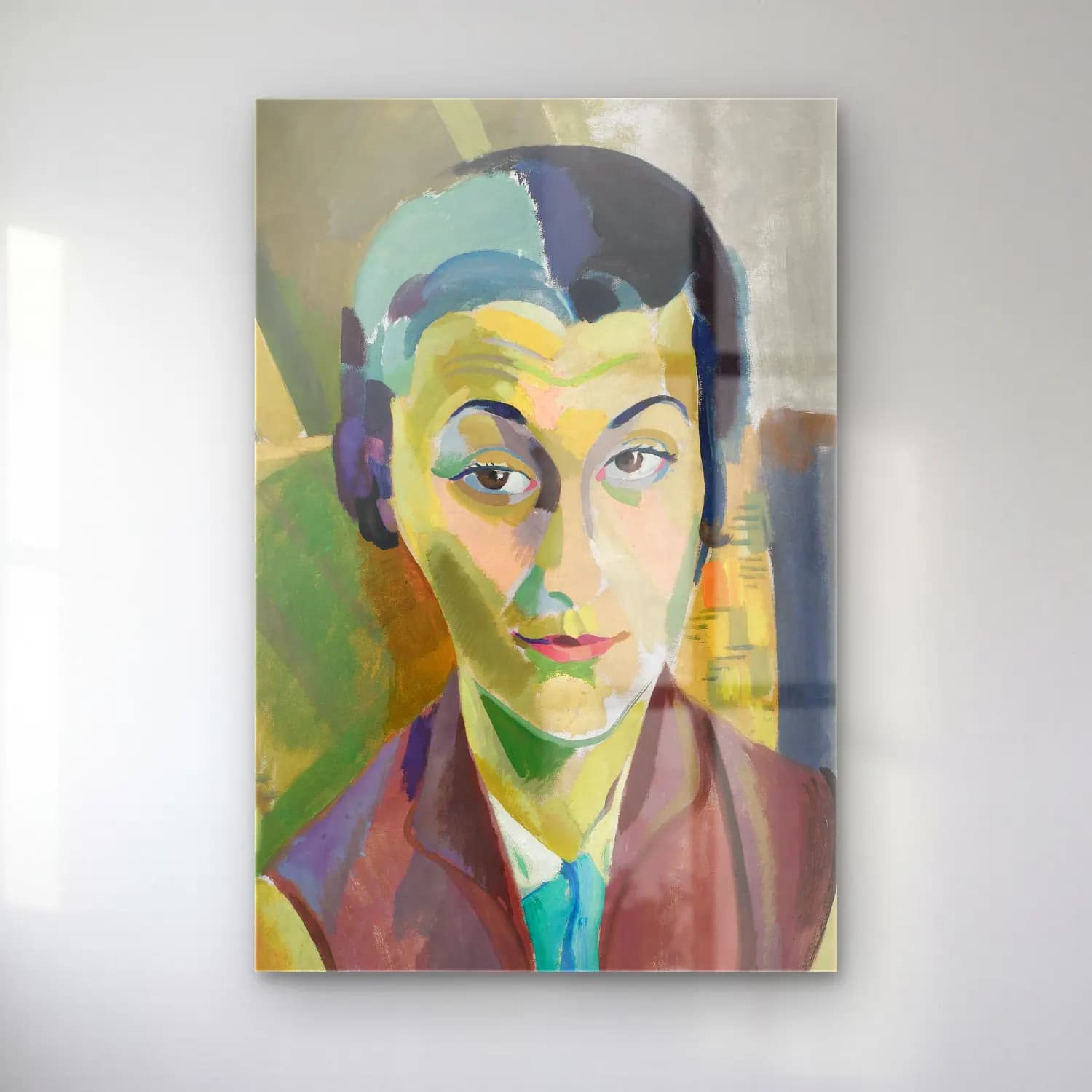 Robert Delaunay – Portrait De Maria Lani cam tablo — Robert Delaunay – Portrait De Maria Lani — yağlı boya kadın portresi