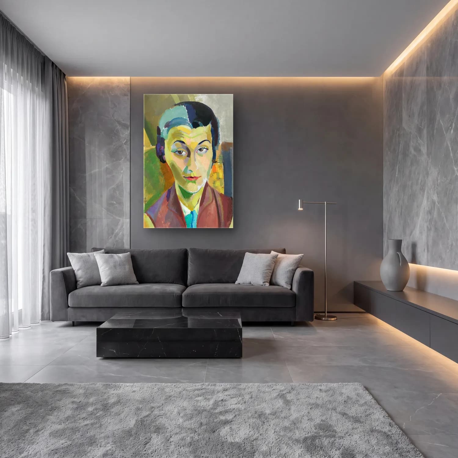 Robert Delaunay – Portrait De Maria Lani cam tablo — lüks salon duvarında