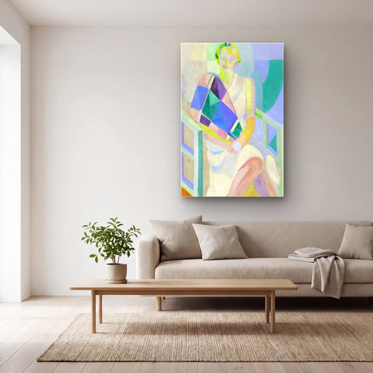 Robert Delaunay – Portrait de Madame Heim cam tablo — açık renk salonda