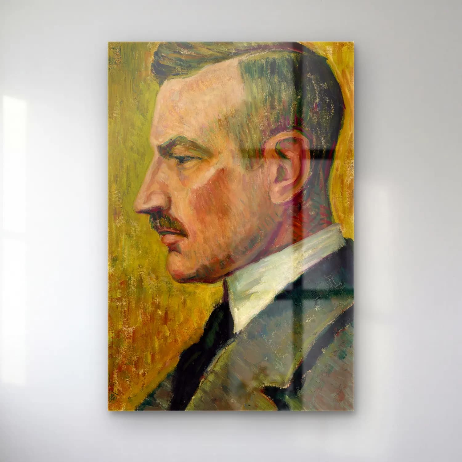 Alfred William Finch – Portrait of Artist Magnus Enckell – Sarı Tonlar cam tablo — Alfred William Finch – Portrait of Artist Magnus Enckell – Sarı Tonlar — empresyonist erkek portresi