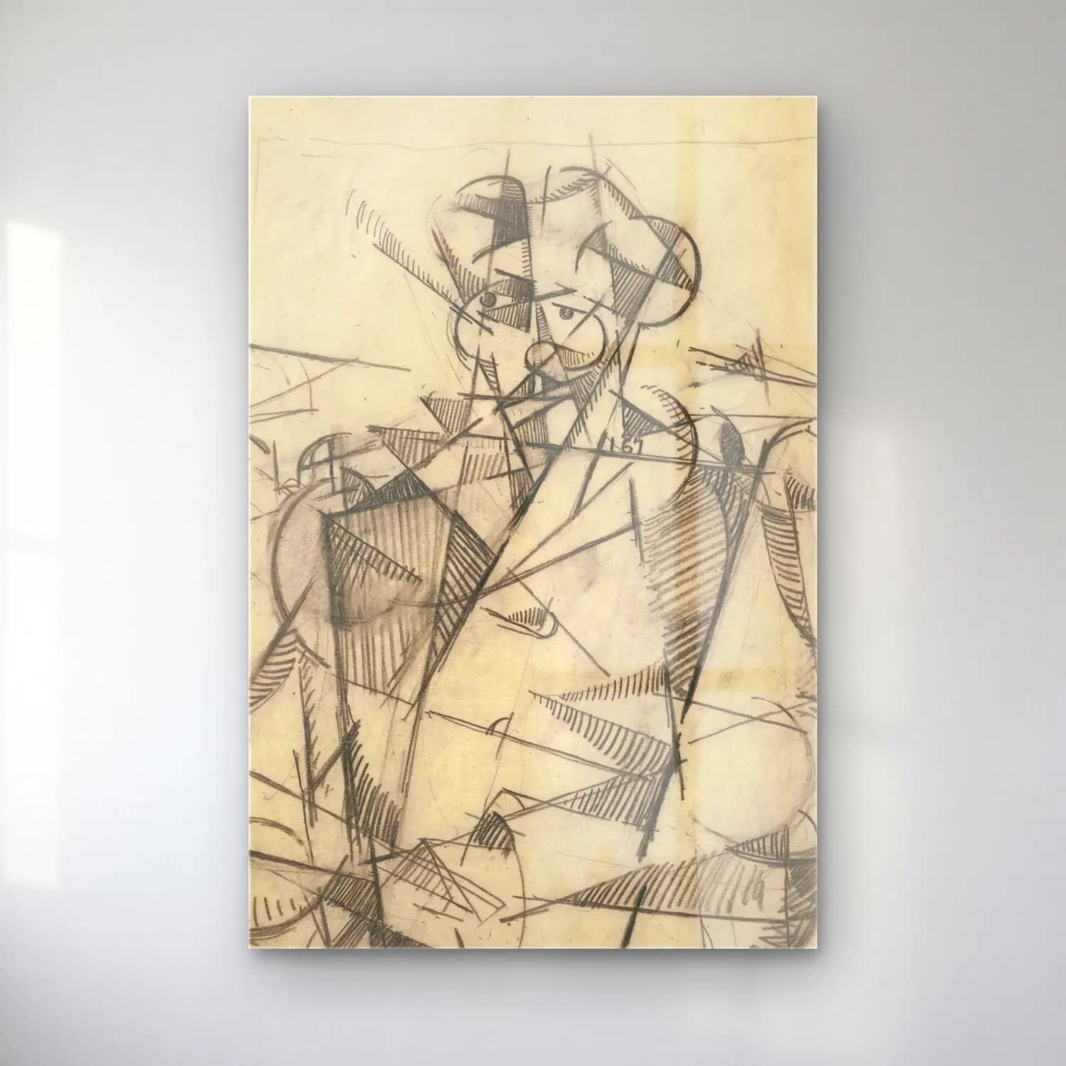 Albert Gleizes – Untitled [Cubist portrait of a seated man] cam tablo — Albert Gleizes – Untitled [Cubist portrait of a seated man] — karakalem erkek portresi