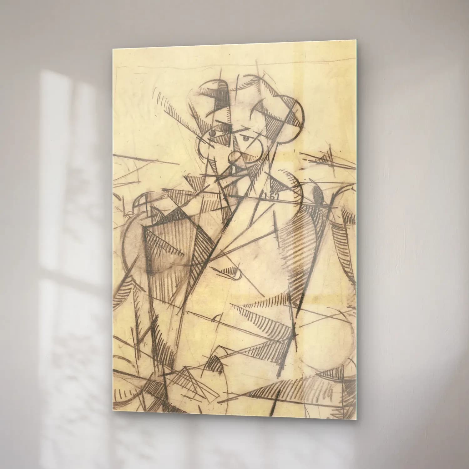 Albert Gleizes – Untitled [Cubist portrait of a seated man] cam tablo — sağ açıdan görünüm