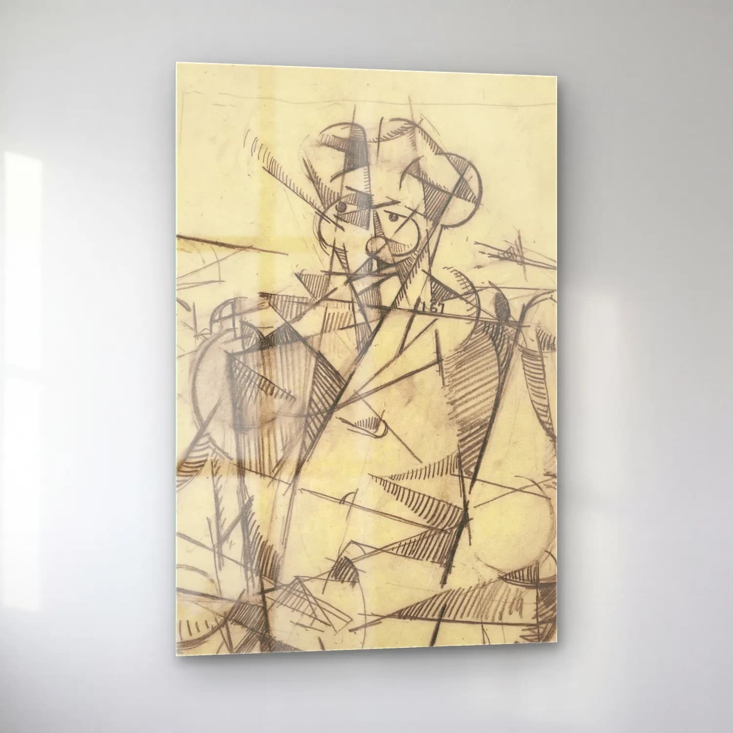 Albert Gleizes – Untitled [Cubist portrait of a seated man] cam tablo — sol açıdan görünüm