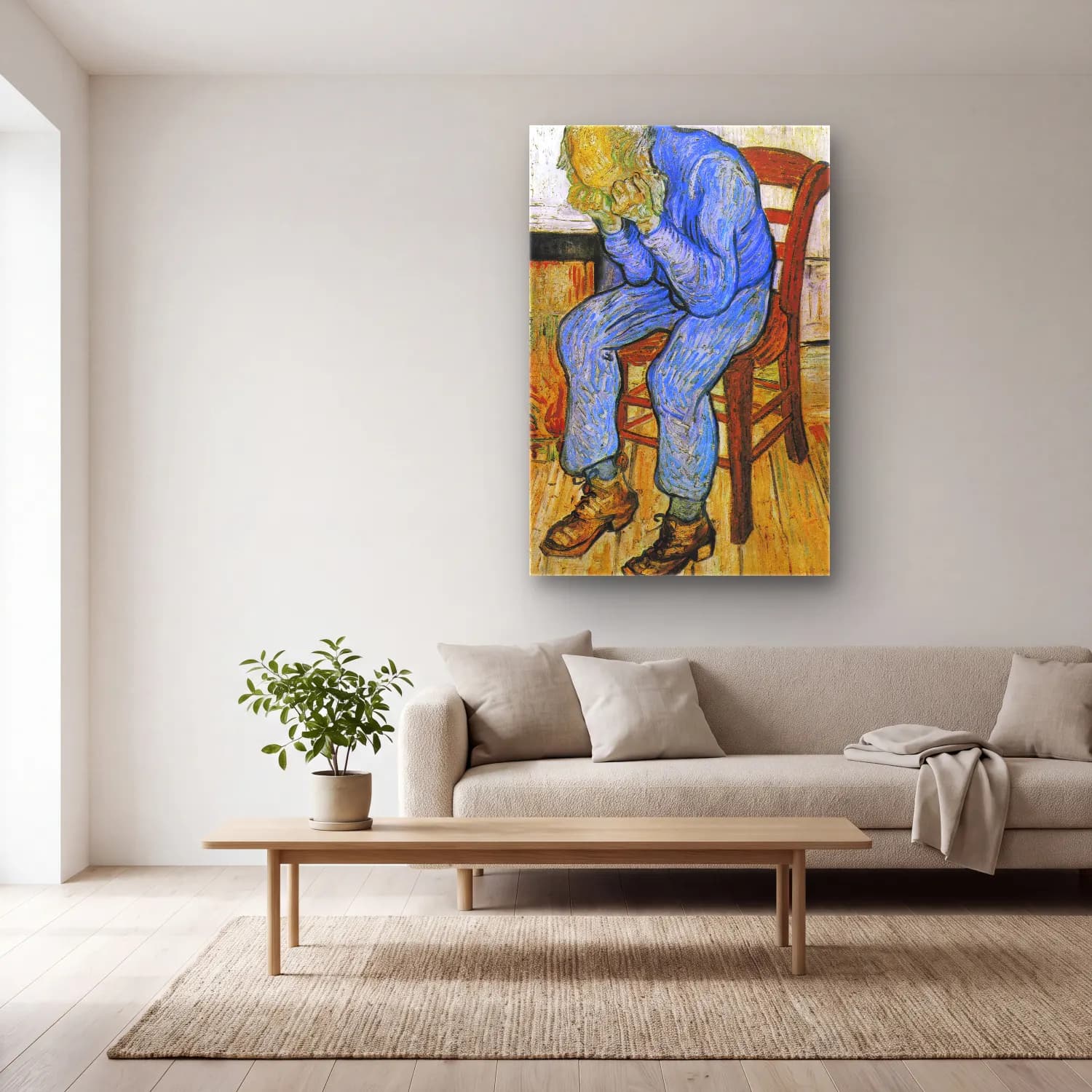 Vincent van Gogh – At Eternity s Gate cam tablo — açık renk salonda