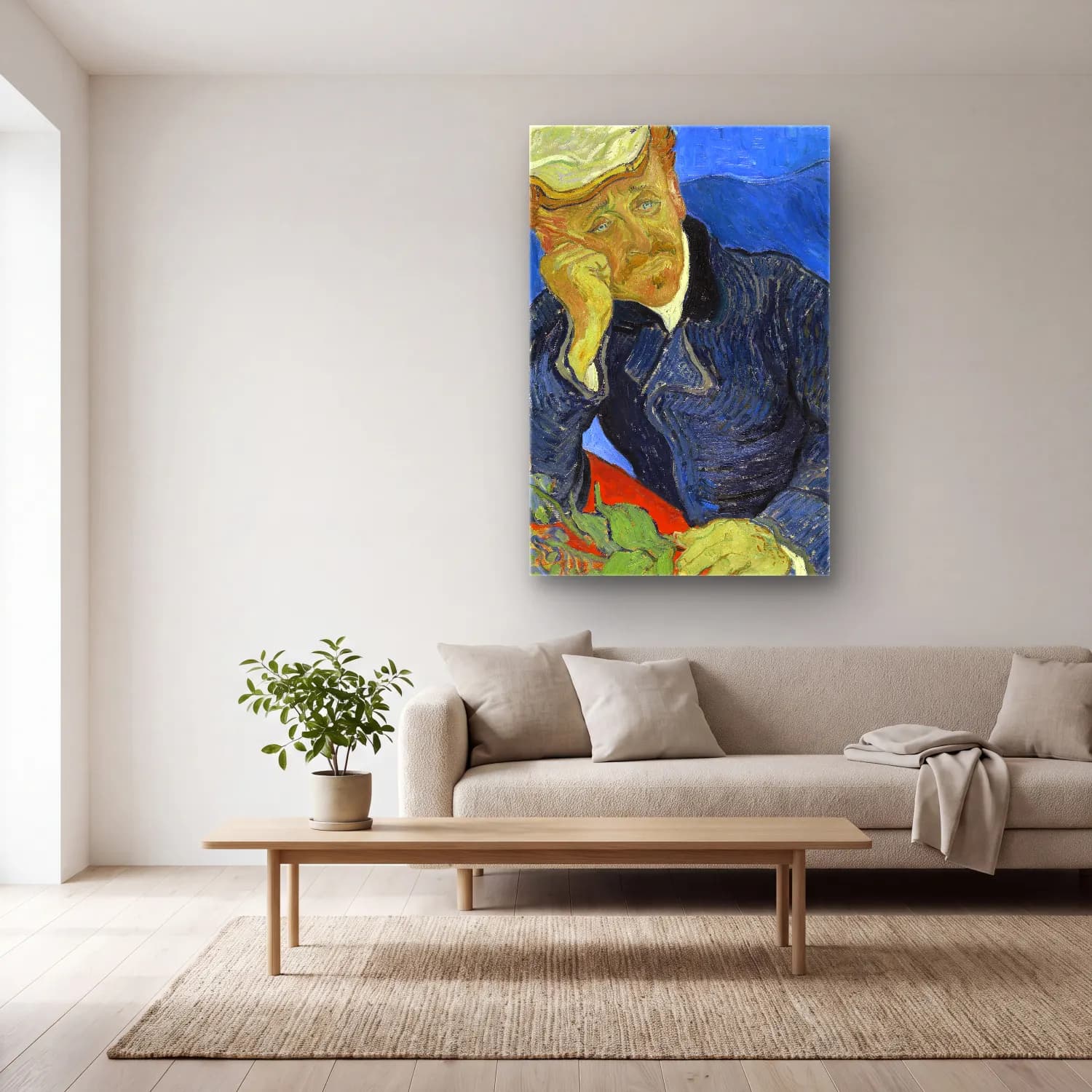 Vincent van Gogh – Dr Paul Gachet cam tablo — açık renk salonda