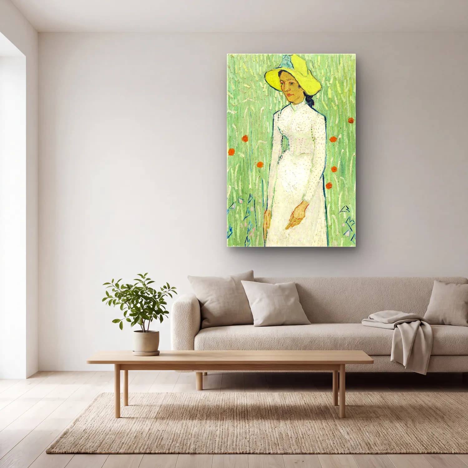 Vincent van Gogh – Girl in White cam tablo — açık renk salonda