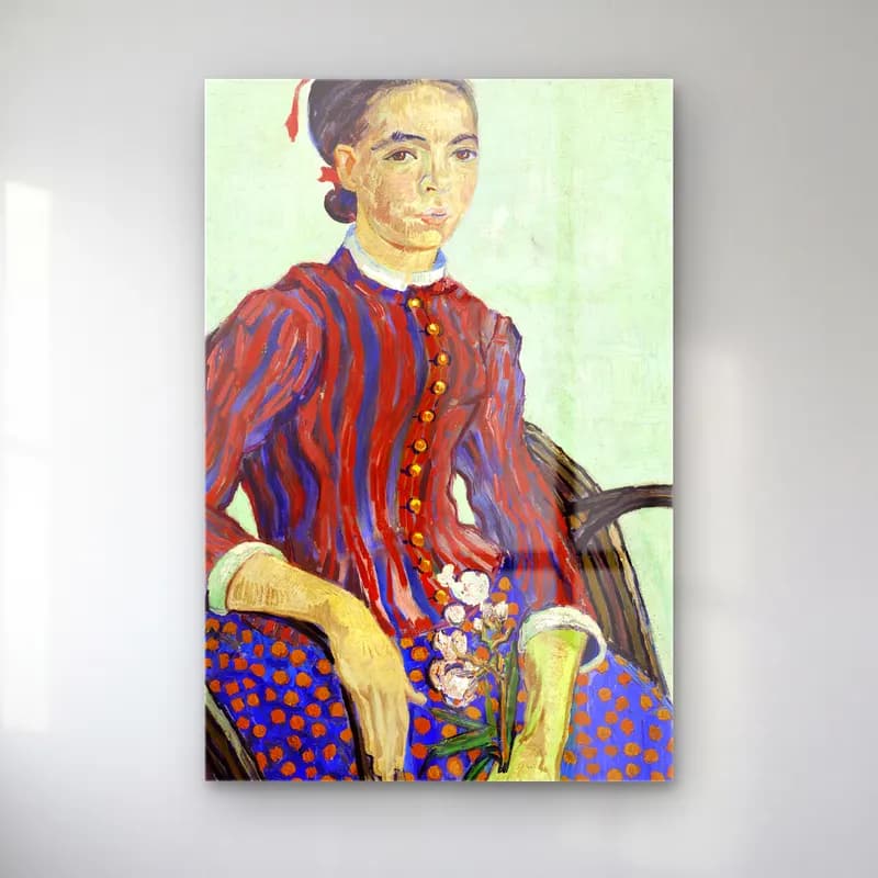 Vincent van Gogh – La Mousmé cam tablo — Vincent van Gogh – La Mousmé — empresyonist elbiseli kadın