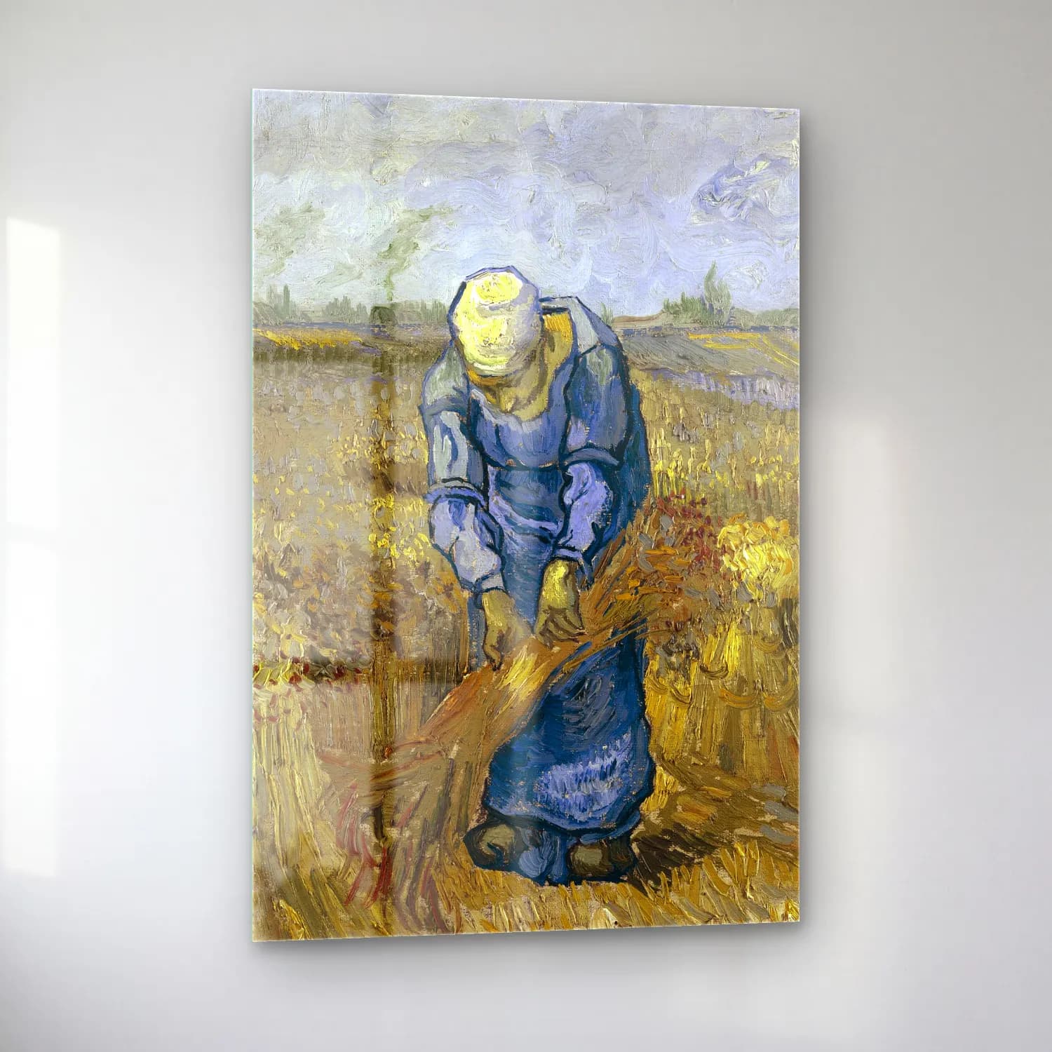 Vincent van Gogh – Peasant woman binding sheaves (after Millet) cam tablo — sol açıdan görünüm