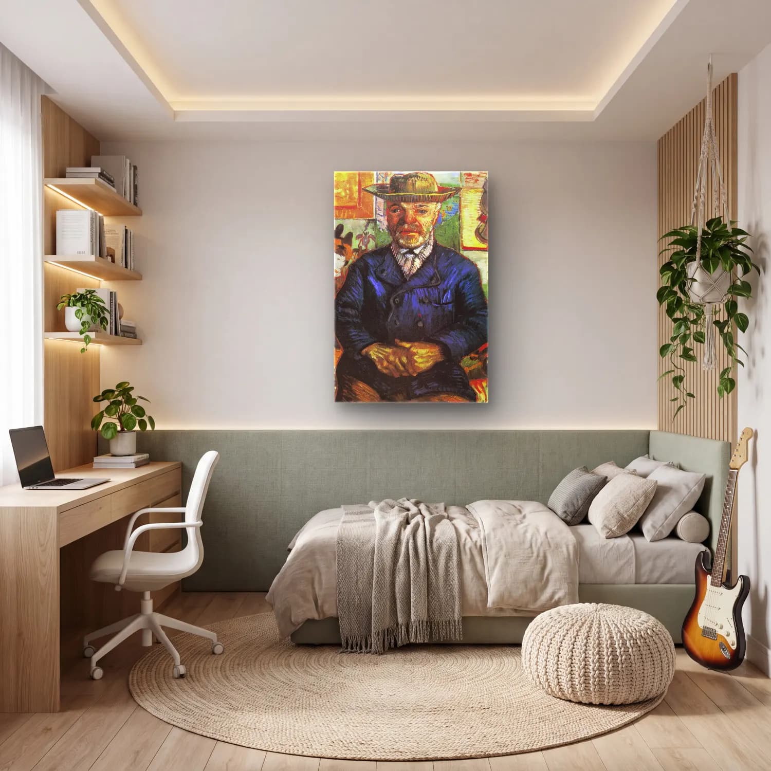 Vincent van Gogh – Portrait of Père Tanguy cam tablo — genç odasında