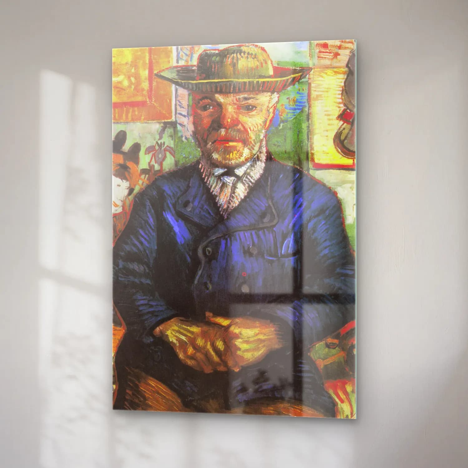 Vincent van Gogh – Portrait of Père Tanguy cam tablo — sağ açıdan görünüm