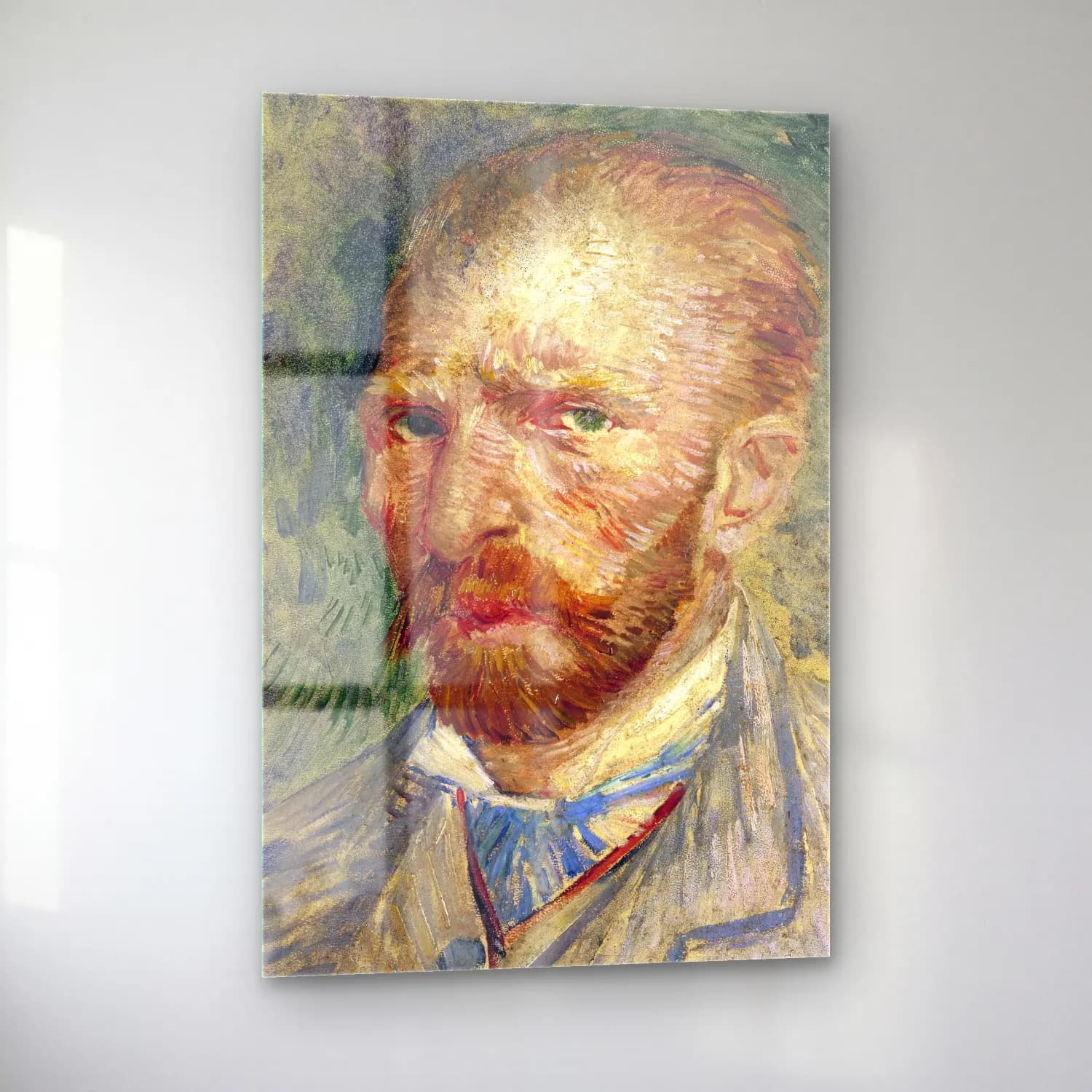 Vincent van Gogh – Self-Portrait – Mavi Tonlar cam tablo — sol açıdan görünüm
