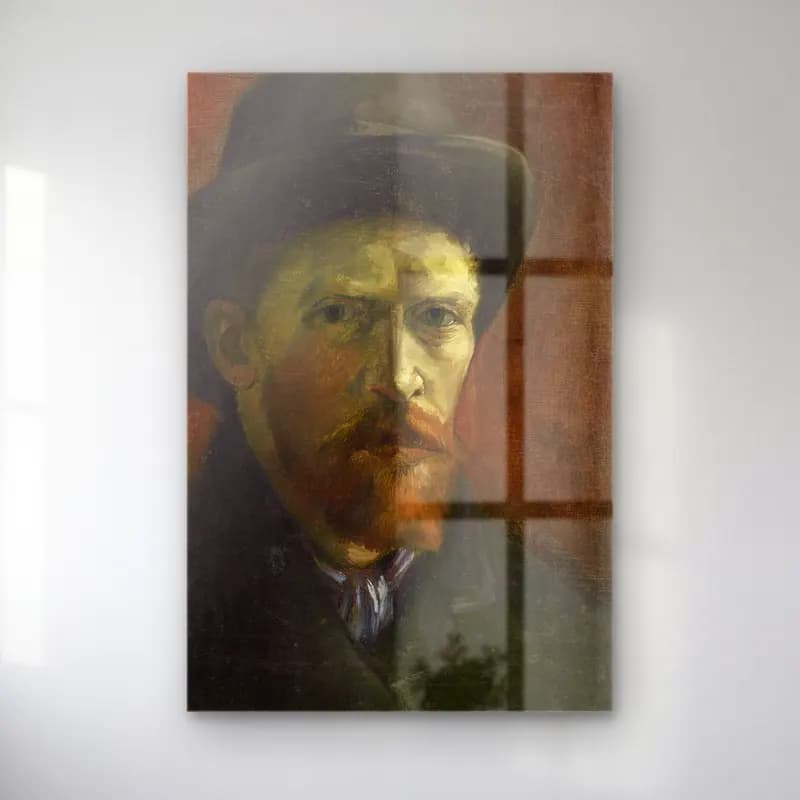 Vincent van Gogh – Self-Portrait with Dark Felt Hat cam tablo — Vincent van Gogh – Self-Portrait with Dark Felt Hat — empresyonist erkek portresi