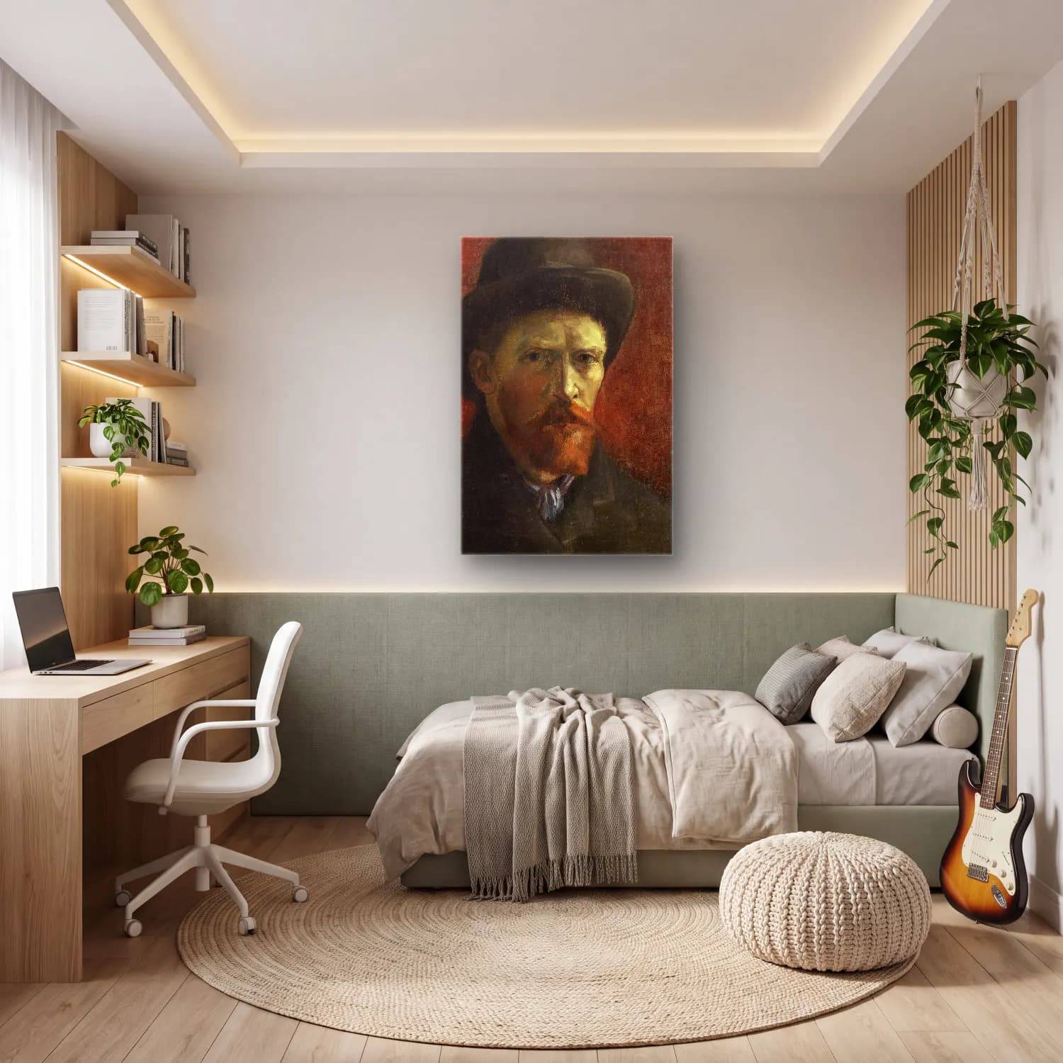 Vincent van Gogh – Self-Portrait with Dark Felt Hat cam tablo — genç odasında