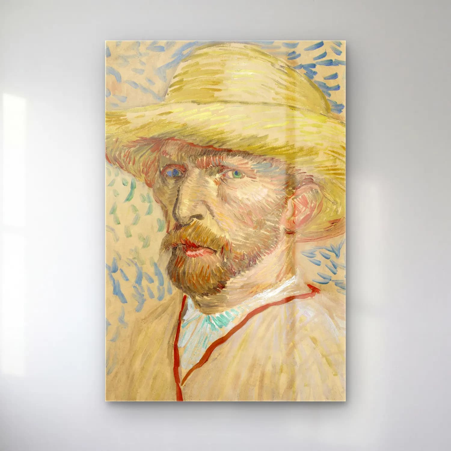 Vincent van Gogh – Self-Portrait with a Straw Hat cam tablo — Vincent van Gogh – Self-Portrait with a Straw Hat — empresyonist erkek portresi