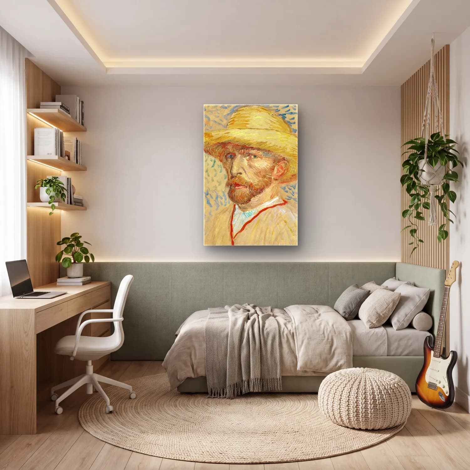 Vincent van Gogh – Self-Portrait with a Straw Hat cam tablo — genç odasında