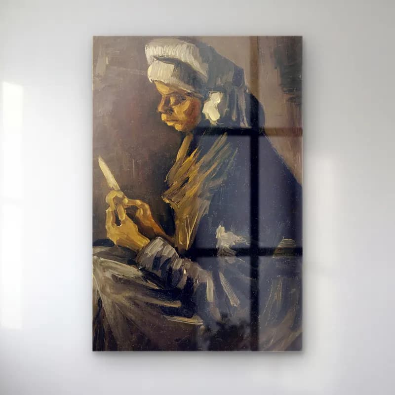 Vincent van Gogh – The Potato Peeler cam tablo — Vincent van Gogh – The Potato Peeler — empresyonist kitap okuyan kadın