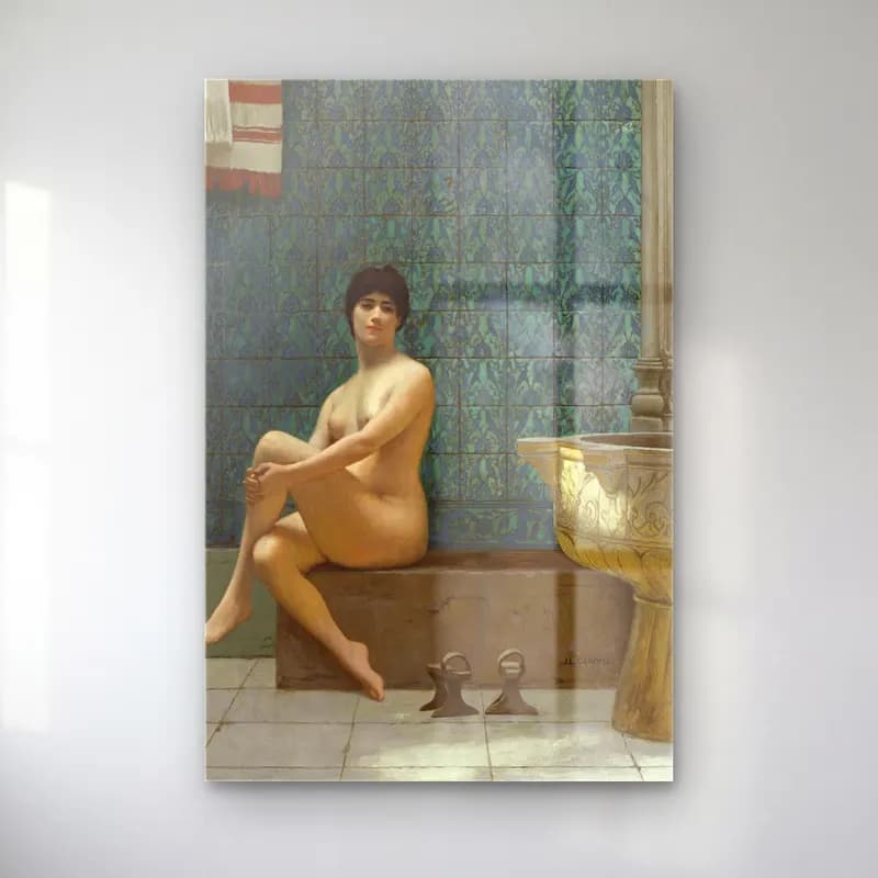 Jean-Léon Gérôme – Baigneuse À La Piscine De Brousse cam tablo — Jean-Léon Gérôme – Baigneuse À La Piscine De Brousse — yağlı boya figür çalışması
