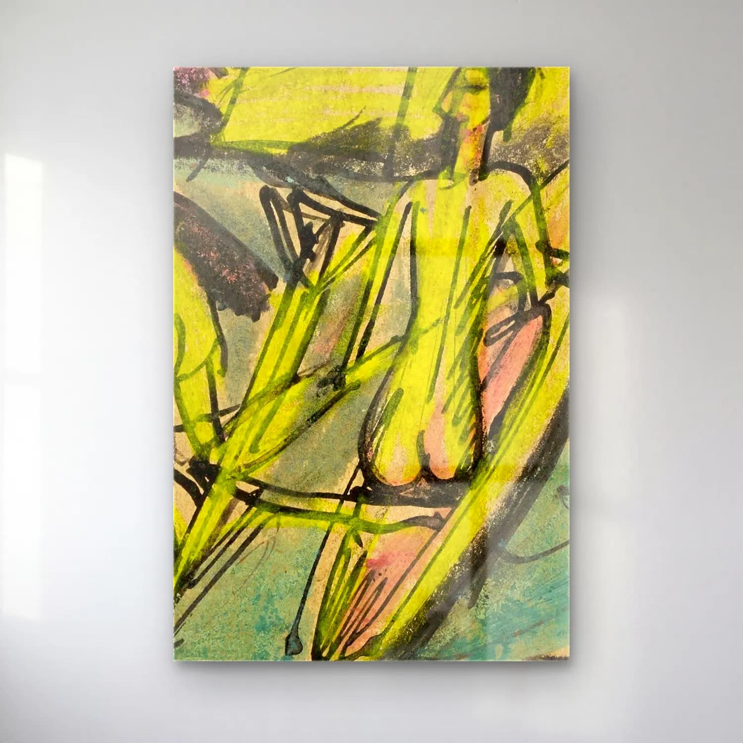 Ernst Ludwig Kirchner – Bathing women with dugout canoe at Fehmarn beach – Sarı Tonlar cam tablo — Ernst Ludwig Kirchner – Bathing women with dugout canoe at Fehmarn beach – Sarı Tonlar — modern soyut figür çalışması