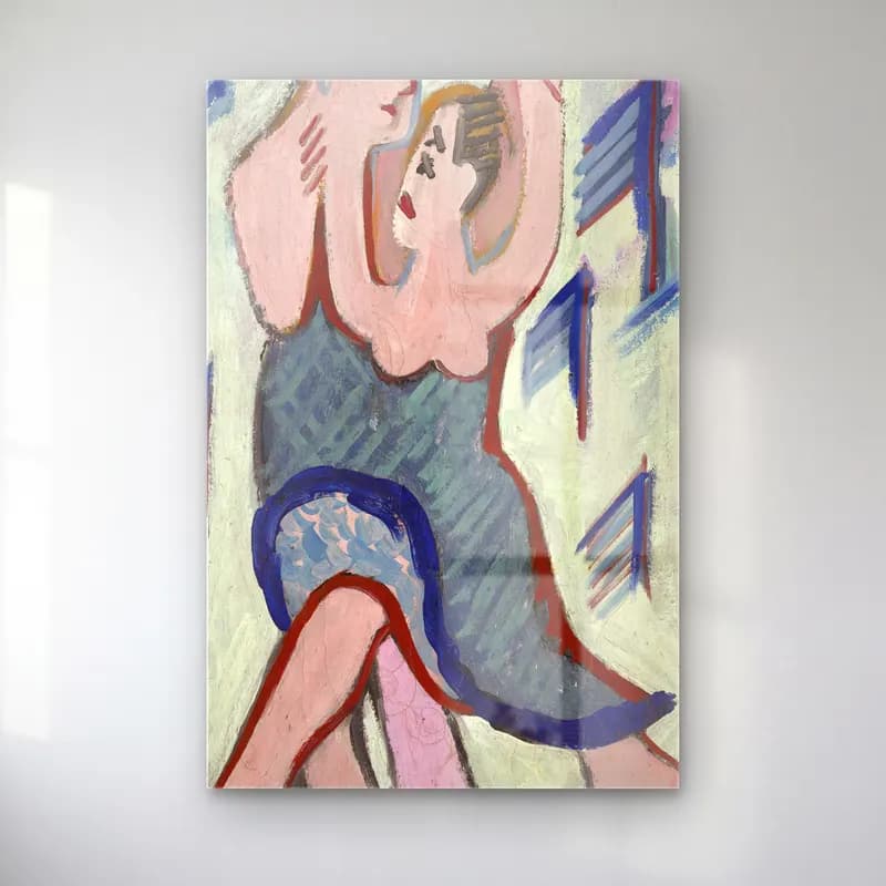 Ernst Ludwig Kirchner – Dancing Couple in the Snow (reverse) cam tablo — Ernst Ludwig Kirchner – Dancing Couple in the Snow (reverse) — empresyonist figür çalışması